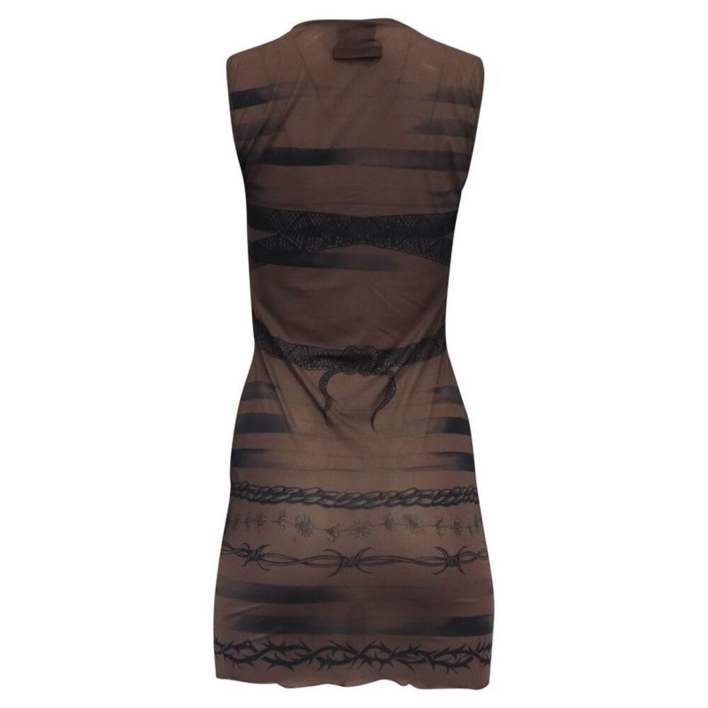Jean Paul Gaultier x KNWLS Printed Mini Dress in Brown Polyamide - Picture 4 of 7